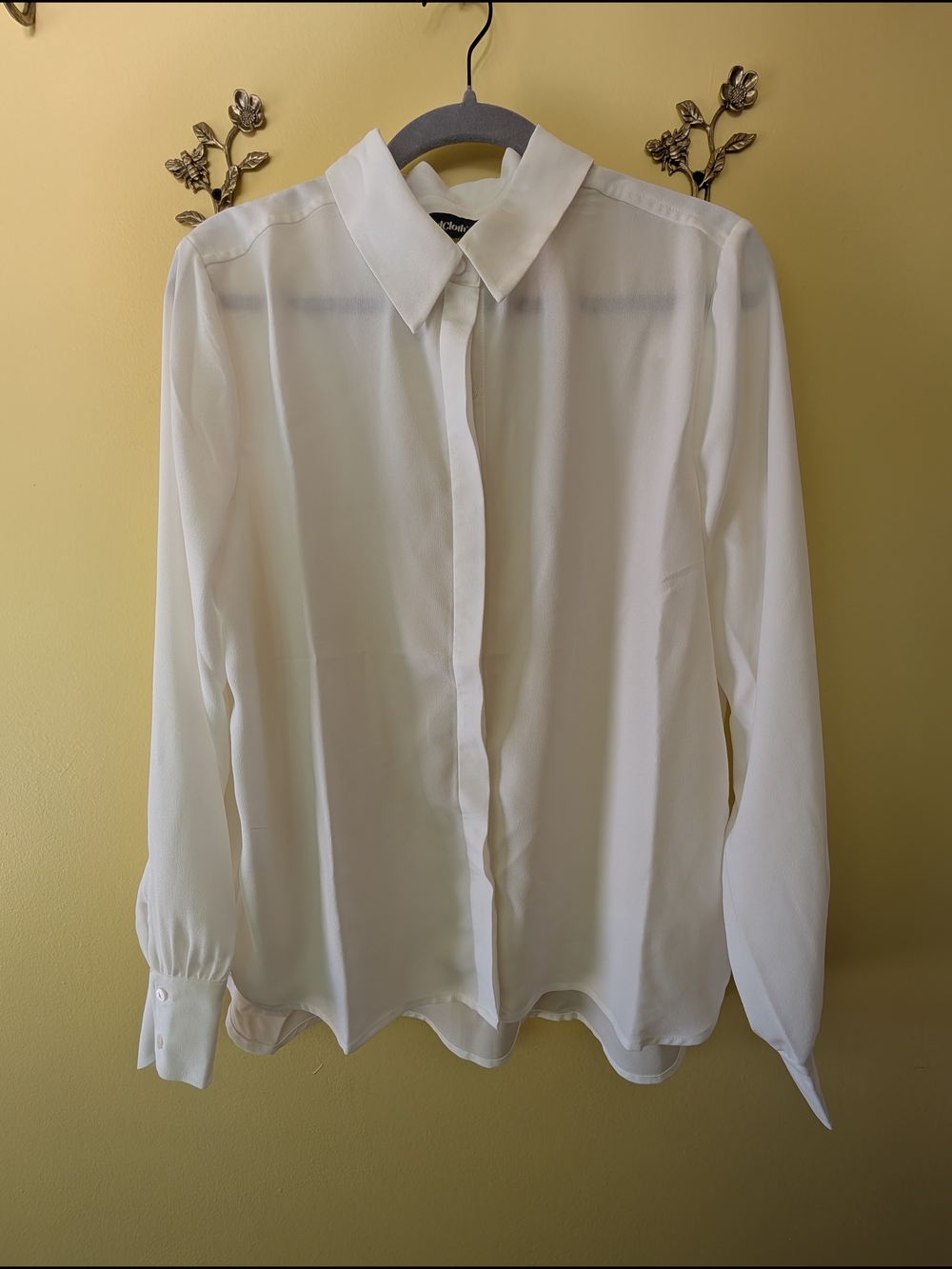 Modcloth White Sheer Button-Front Blouse